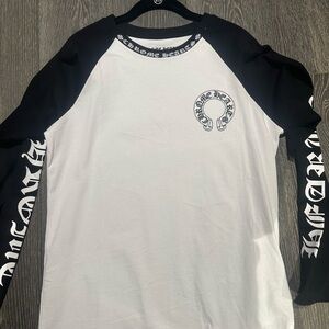 Chrome Hearts Black & White Raglan Graphic Long Sleeve Tee